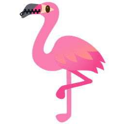 flamingo and zipper-mouth face