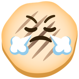 flatbread and face with steam from nose