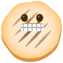 flatbread and grimacing face