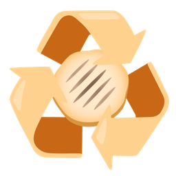 flatbread and recycling symbol