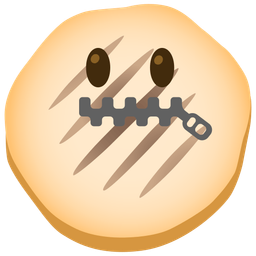 flatbread and zipper-mouth face