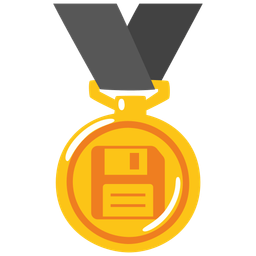 Floppy disk and 1st place medal