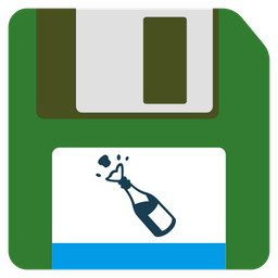Floppy disk and Bottle with popping cork