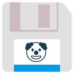 Floppy disk and Clown face