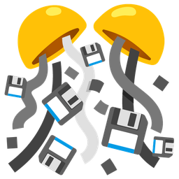 Floppy disk and Confetti ball