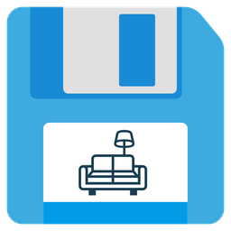 Floppy disk and Couch and lamp