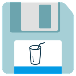 Floppy disk and Cup with straw