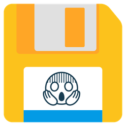 Floppy disk and Face screaming in fear