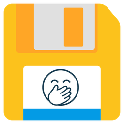 Floppy disk and Face with hand over mouth