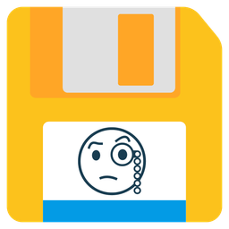 Floppy disk and Face with monocle
