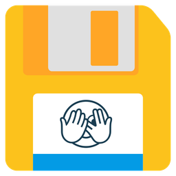 Floppy disk and Face with peeking eye