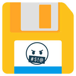 Floppy disk and Face with symbols on mouth