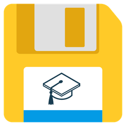 Floppy disk and Graduation cap