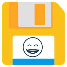 Floppy disk and Grinning face with smiling eyes