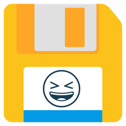 Floppy disk and Grinning squinting face