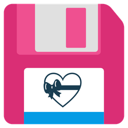 Floppy disk and Heart with ribbon