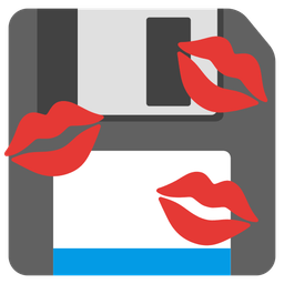 Floppy disk and Kiss mark