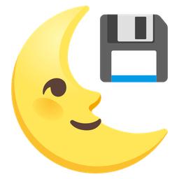 Floppy disk and Last quarter moon face