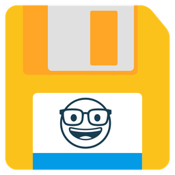 Floppy disk and Nerd face