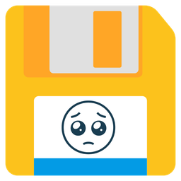 Floppy disk and Pleading face