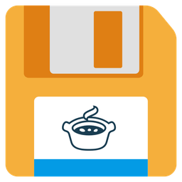 Floppy disk and Pot of food