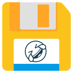 Floppy disk and Rolling on the floor laughing