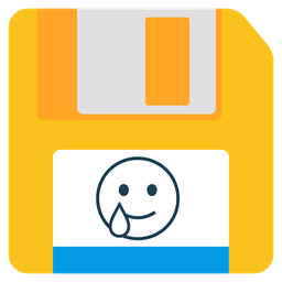 Floppy disk and Smiling face with tear