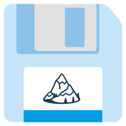 Floppy disk and Snow-capped mountain