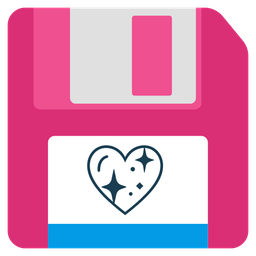 Floppy disk and Sparkling heart