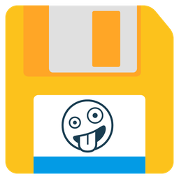 Floppy disk and Zany face