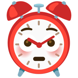 Flushed face and Alarm clock