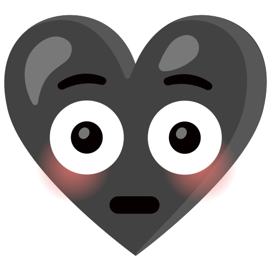 Flushed face and Black heart