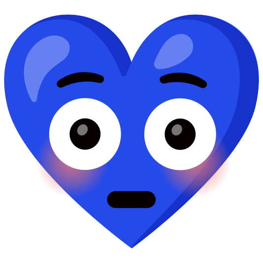 Flushed face and Blue heart