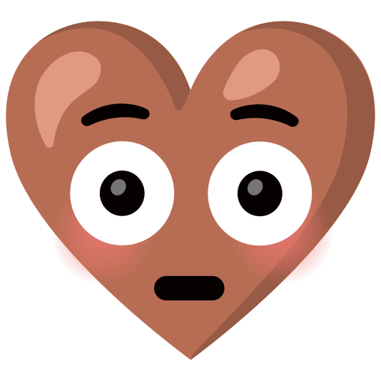 Flushed face and Brown heart