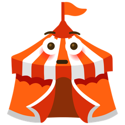 flushed face and circus tent