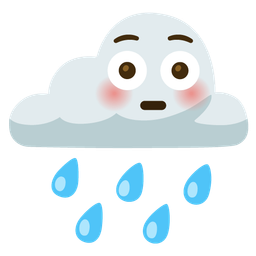 Flushed face and Cloud with rain