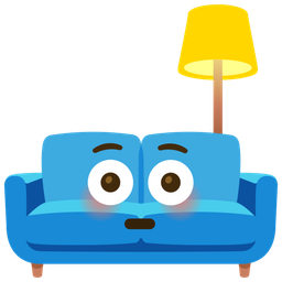 Flushed face and Couch and lamp