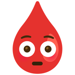 Flushed face and Drop of blood