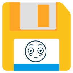 Flushed face and Floppy disk