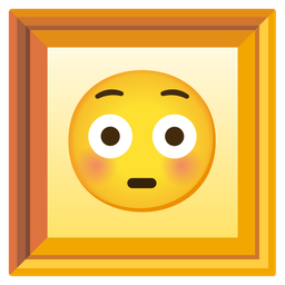 flushed face and framed picture