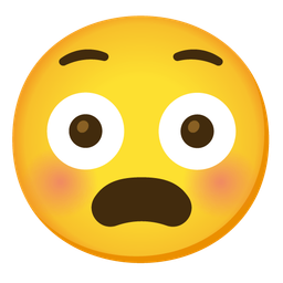 Flushed face and Frowning face with open mouth