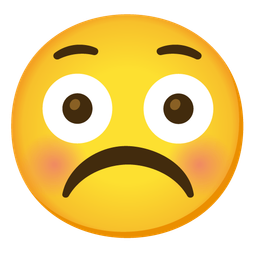 Flushed face and Frowning face