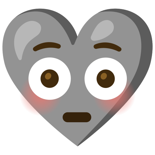 Flushed face and Grey heart