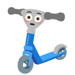 Flushed face and Kick scooter