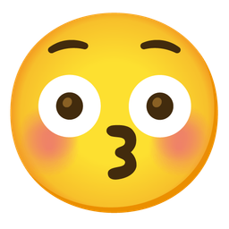 Flushed face and Kissing face with closed eyes