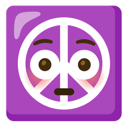 flushed face and peace symbol