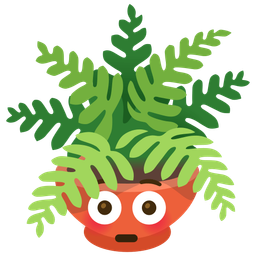 flushed face and potted plant