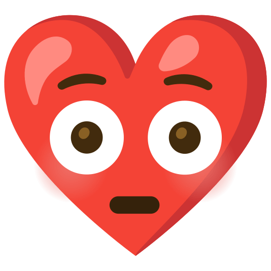 Flushed face and Red heart