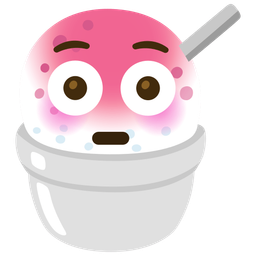 Flushed face and Shaved ice