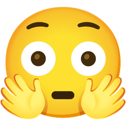 Flushed face and Smiling face with open hands